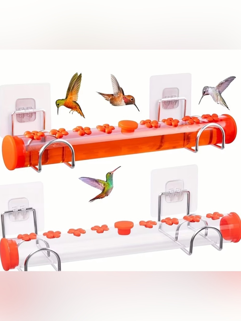 NEW Bird Window Feeder secure attachment 8 port Garden Nectar Flower Hummingbird